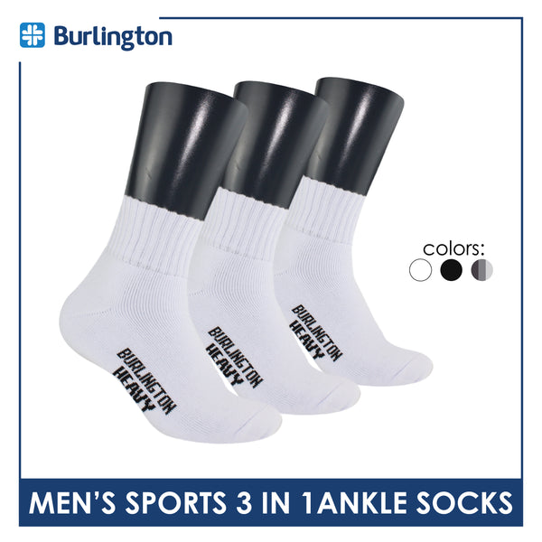 Burlington Men's Thick Sports Heavy Ankle socks 3 pairs in 1 pack 0222H