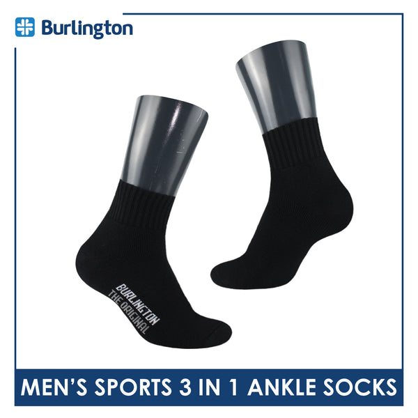 Burlington Men's Thick Sports Heavy Ankle socks 3 pairs in 1 pack 0222H