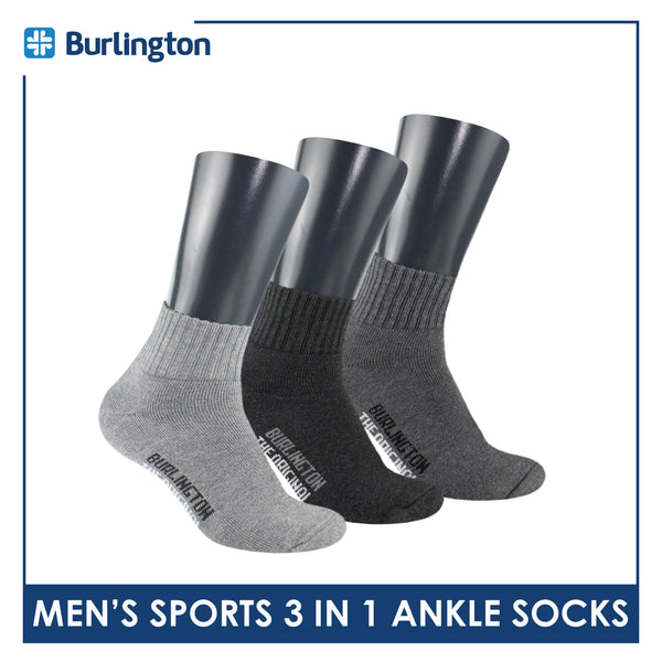 Burlington Men's Thick Sports Heavy Ankle socks 3 pairs in 1 pack 0222H