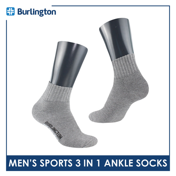 Burlington Men's Thick Sports Heavy Ankle socks 3 pairs in 1 pack 0222H
