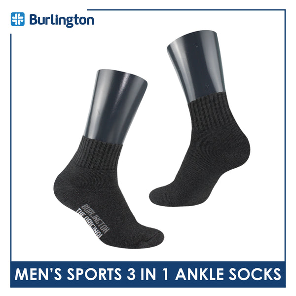 Burlington Men's Thick Sports Heavy Ankle socks 3 pairs in 1 pack 0222H