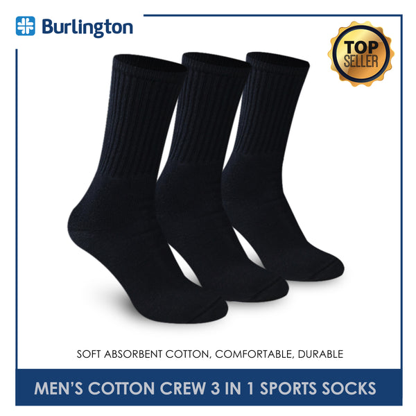 Burlington Men's Cotton Thick Sports Crew Socks 3 pairs in a pack 0223H