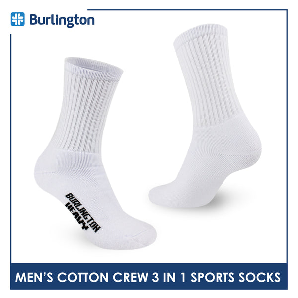 Burlington Men's Cotton Thick Sports Crew Socks 3 pairs in a pack 0223H