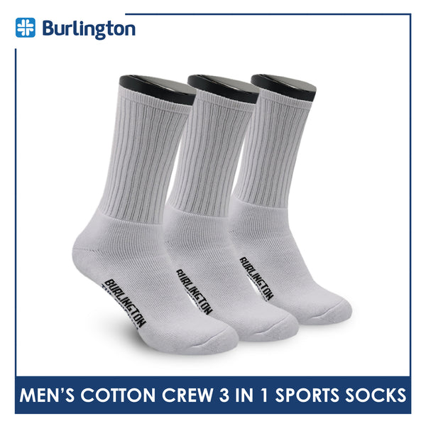 Burlington Men's Cotton Extreme Performance Crew Socks 3 pairs in a pack 0250