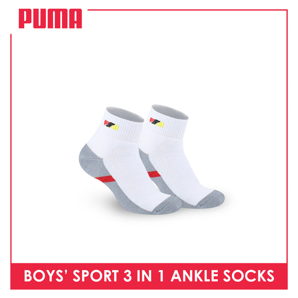 Puma Boys’ Cotton Thick Sports Ankle Socks 3 pairs in a pack PBSEG4