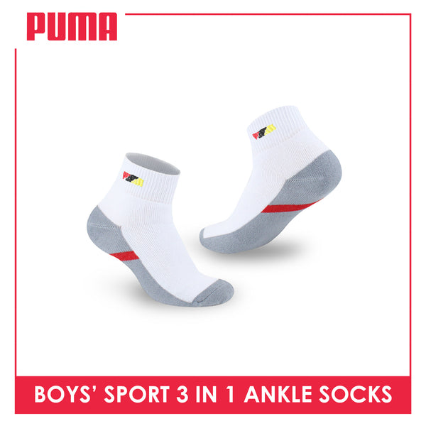 Puma Boys’ Cotton Thick Sports Ankle Socks 3 pairs in a pack PBSEG4