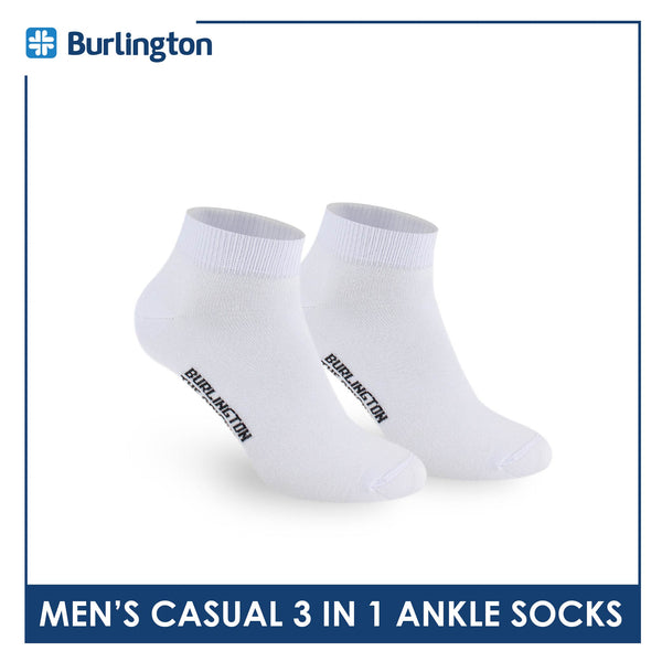 Burlington Men's Cotton Lite Thin Casual Ankle Socks 3 pairs in a pack 141