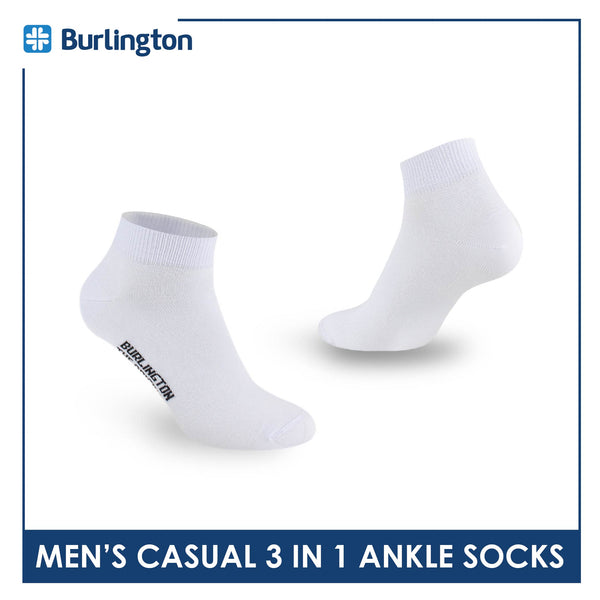 Burlington Men's Cotton Lite Thin Casual Ankle Socks 3 pairs in a pack 141
