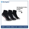 Burlington Men's Cotton Lite Thin Casual Ankle Socks 3 pairs in a pack 142B