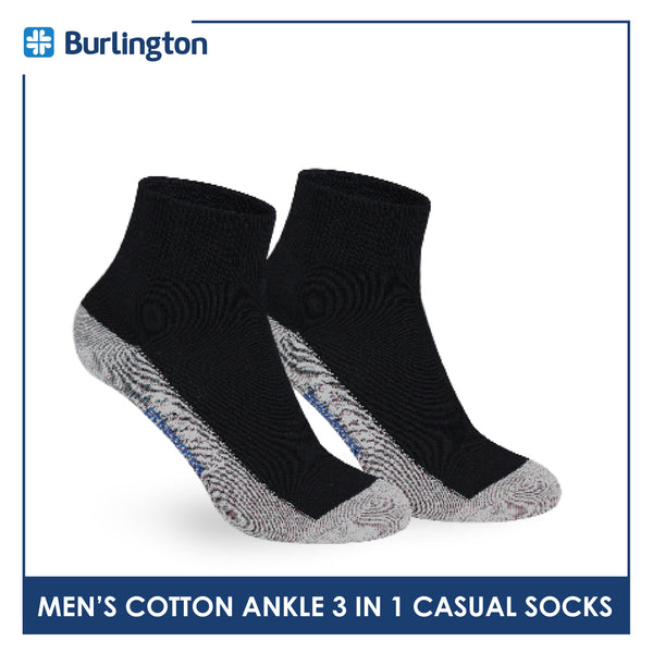 Burlington Men's Cotton Lite Thin Casual Ankle Socks 3 pairs in a pack 142B