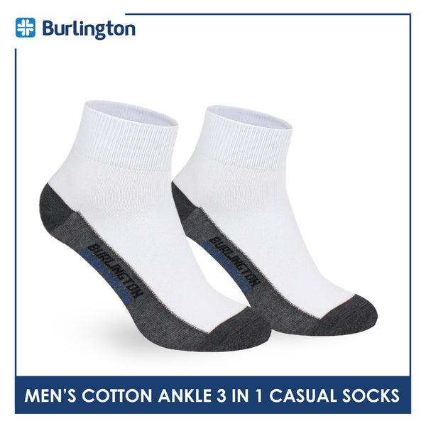 Burlington Men's Cotton Lite Thin Casual Ankle Socks 3 pairs in a pack 142B