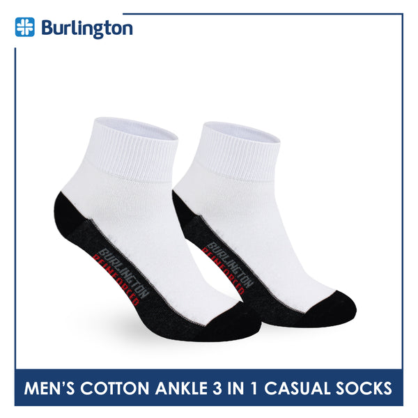 Burlington Men's Cotton Lite Thin Casual Ankle Socks 3 pairs in a pack 142B