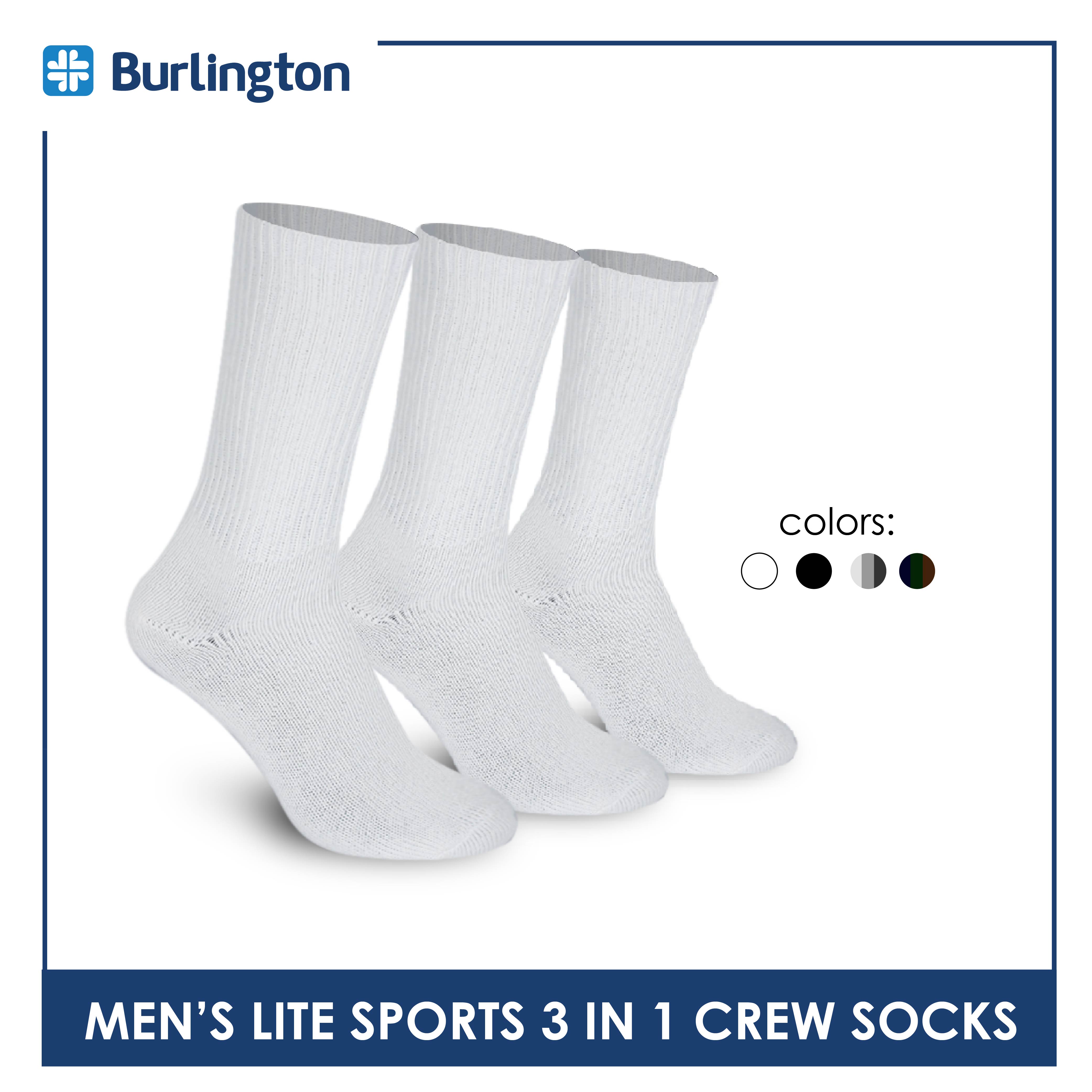 Burlington Men’s Lite Thick Sports Crew Socks 3 pairs in a pack 146