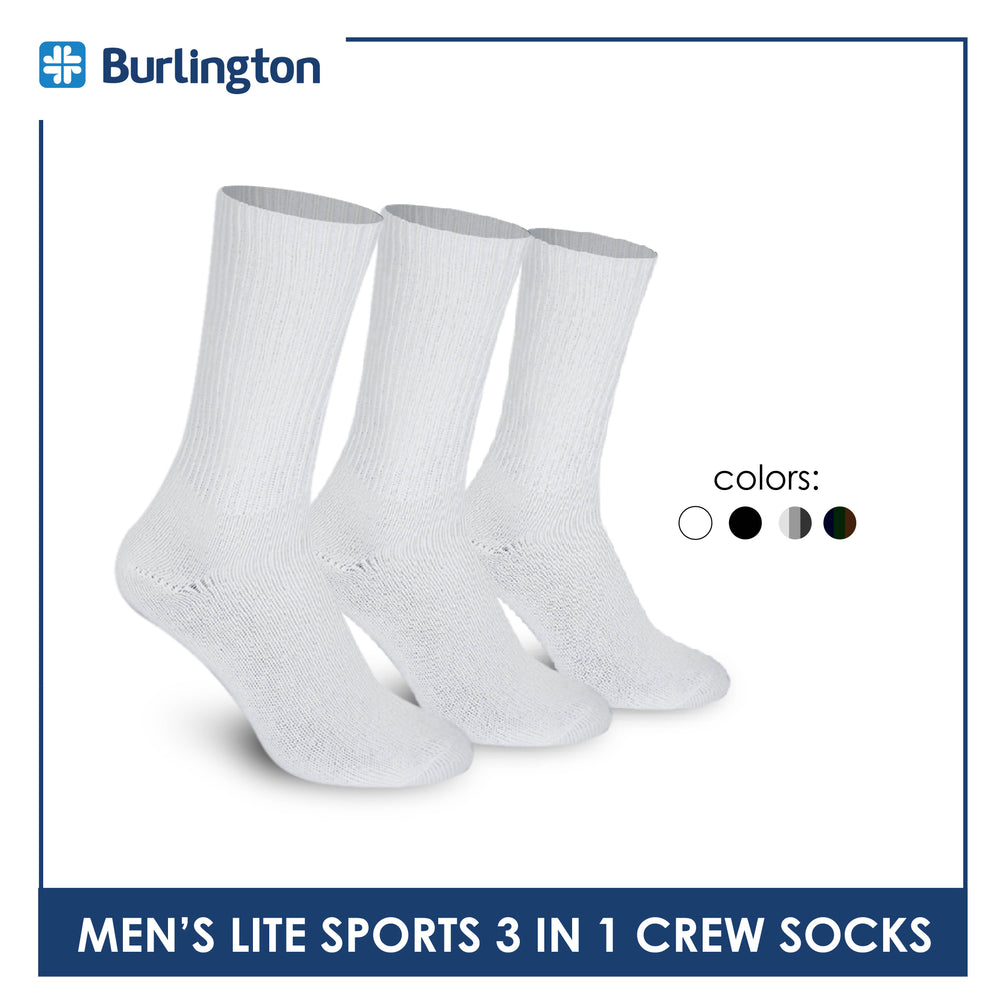 Burlington Men’s Lite Thick Sports Crew Socks 3 pairs in a pack 146