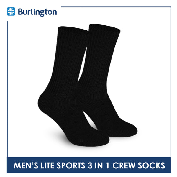 Burlington Men’s Lite Thick Sports Crew Socks 3 pairs in a pack 146