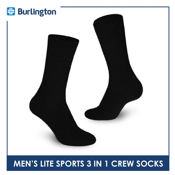 Burlington Men’s Lite Thick Sports Crew Socks 3 pairs in a pack 146