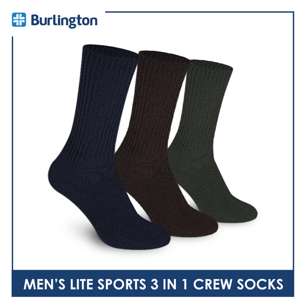 Burlington Men’s Lite Thick Sports Crew Socks 3 pairs in a pack 146