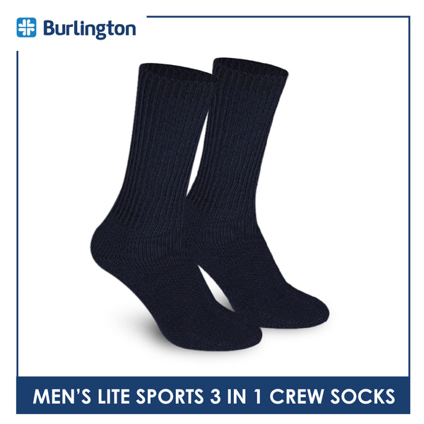 Burlington Men’s Lite Thick Sports Crew Socks 3 pairs in a pack 146