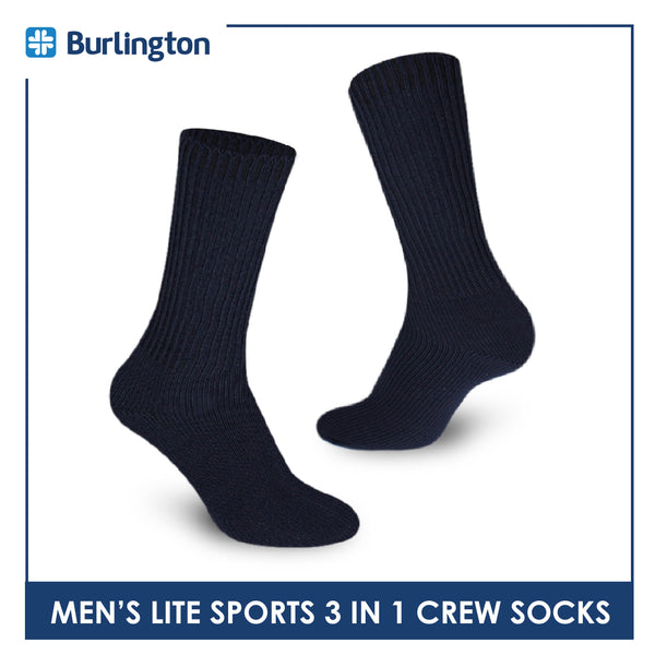 Burlington Men’s Lite Thick Sports Crew Socks 3 pairs in a pack 146
