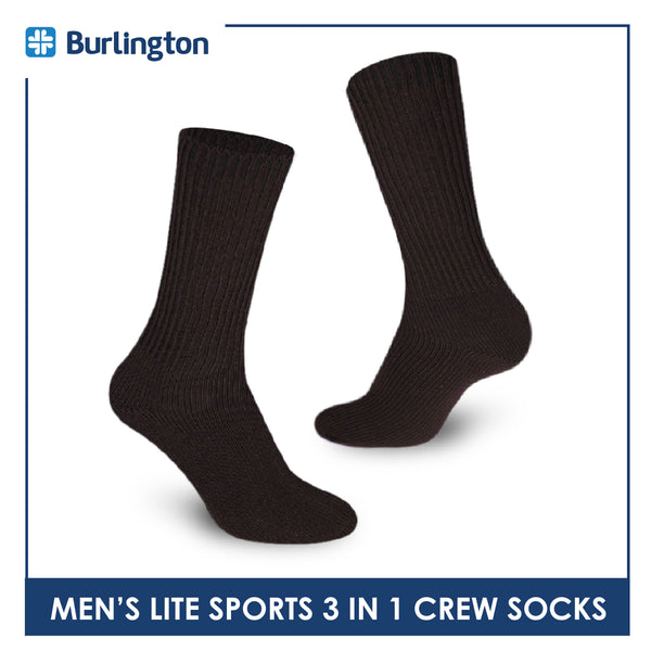Burlington Men’s Lite Thick Sports Crew Socks 3 pairs in a pack 146