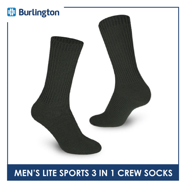 Burlington Men’s Lite Thick Sports Crew Socks 3 pairs in a pack 146