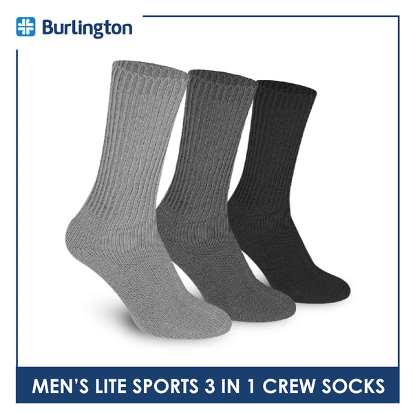 Burlington Men’s Lite Thick Sports Crew Socks 3 pairs in a pack 146