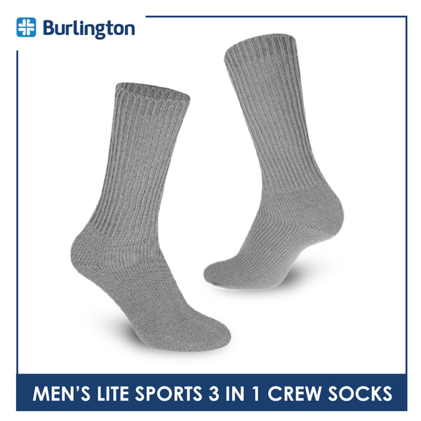 Burlington Men’s Lite Thick Sports Crew Socks 3 pairs in a pack 146