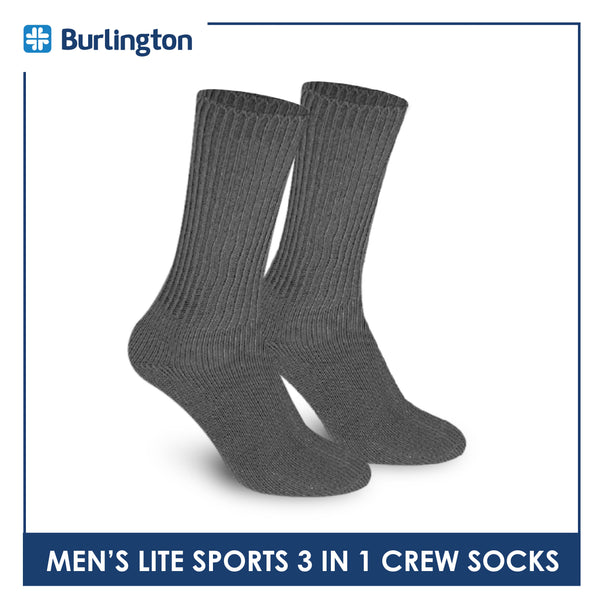 Burlington Men’s Lite Thick Sports Crew Socks 3 pairs in a pack 146