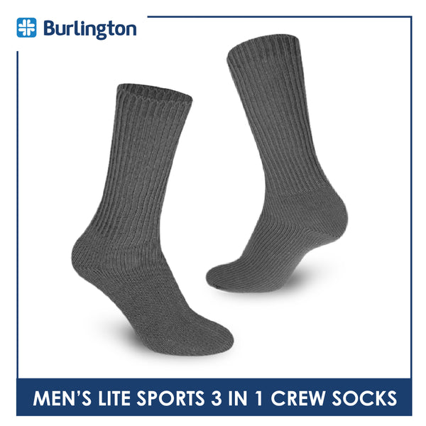 Burlington Men’s Lite Thick Sports Crew Socks 3 pairs in a pack 146