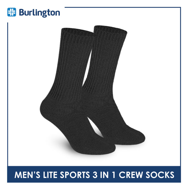 Burlington Men’s Lite Thick Sports Crew Socks 3 pairs in a pack 146
