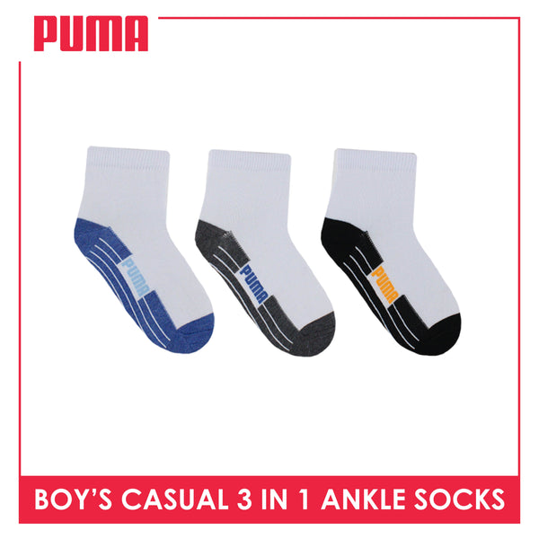 Puma Boys' Children Cotton Quality Ankle Casual Socks 3 pairs in 1 pack PBCKG27