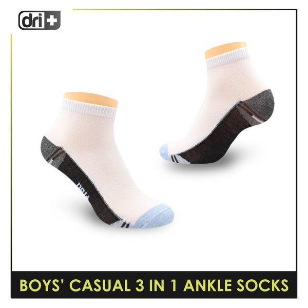Dri Plus Boys Thin Casual Ankle Socks 3 pairs in a pack DBCKG7