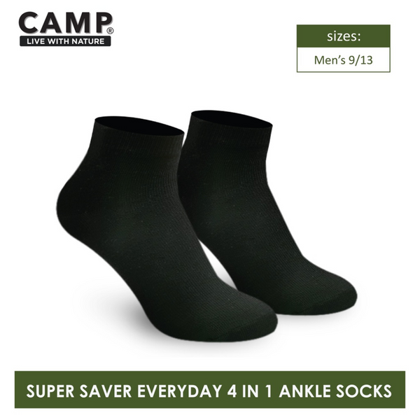 Camp Men’s Super Savers Lite Thin Casual Ankle Socks 4 pairs in 1 pack CMC100
