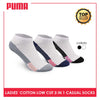Puma Ladies' Cotton Lite Thin Casual Low Cut Socks 3 pairs in pack PLCKG10