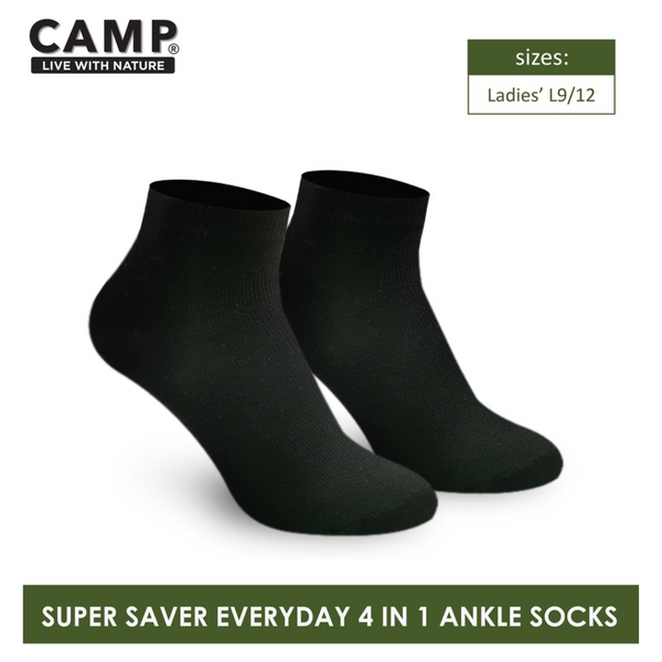Camp Ladies’ Super Savers Lite Thin Casual Ankle Socks 4 pairs in 1 pack CLC100