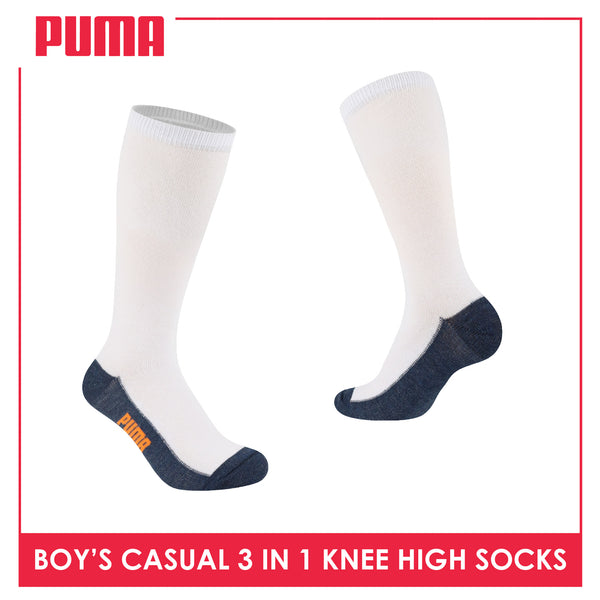 Puma Boys’ Cotton Thin Casual Knee High Socks 3 pairs in a pack PBKHG1