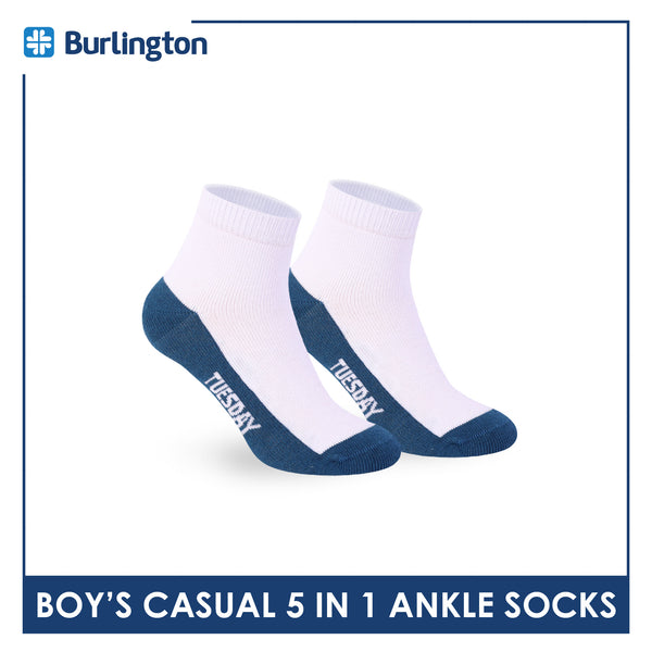 Burlington Boys’ Cotton Casual Ankle Socks 5 pairs in 1 pack BBCKG2F