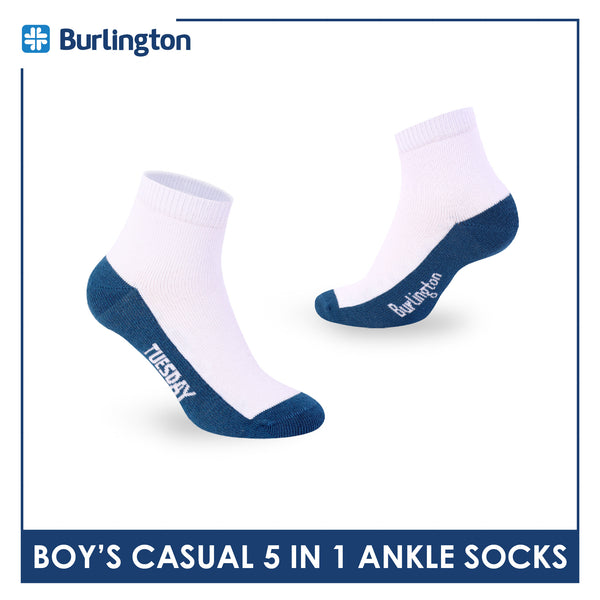 Burlington Boys’ Cotton Casual Ankle Socks 5 pairs in 1 pack BBCKG2F