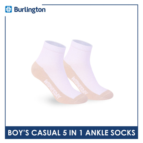 Burlington Boys’ Cotton Casual Ankle Socks 5 pairs in 1 pack BBCKG2F
