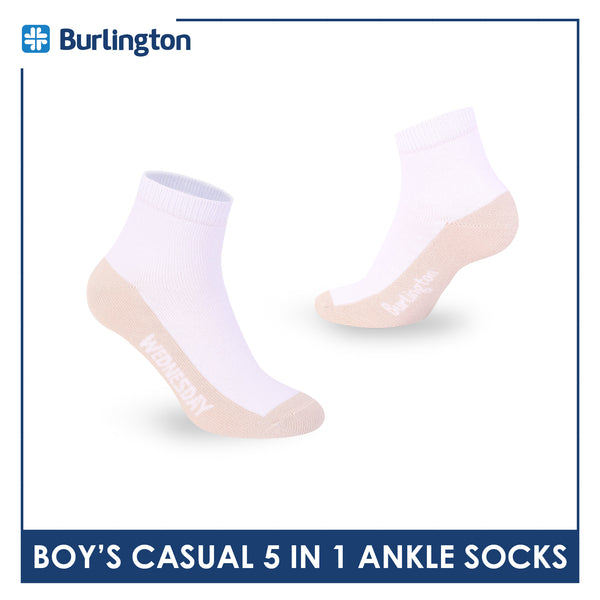 Burlington Boys’ Cotton Casual Ankle Socks 5 pairs in 1 pack BBCKG2F