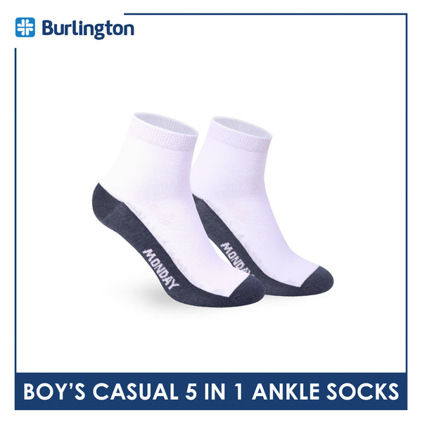 Burlington Boys’ Cotton Casual Ankle Socks 5 pairs in 1 pack BBCKG2F