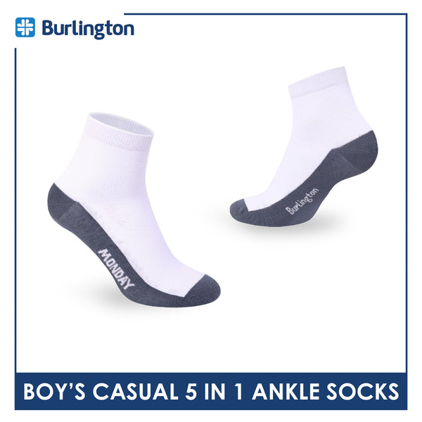 Burlington Boys’ Cotton Casual Ankle Socks 5 pairs in 1 pack BBCKG2F