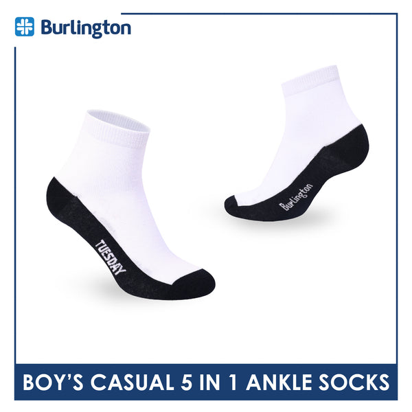 Burlington Boys’ Cotton Casual Ankle Socks 5 pairs in 1 pack BBCKG2F