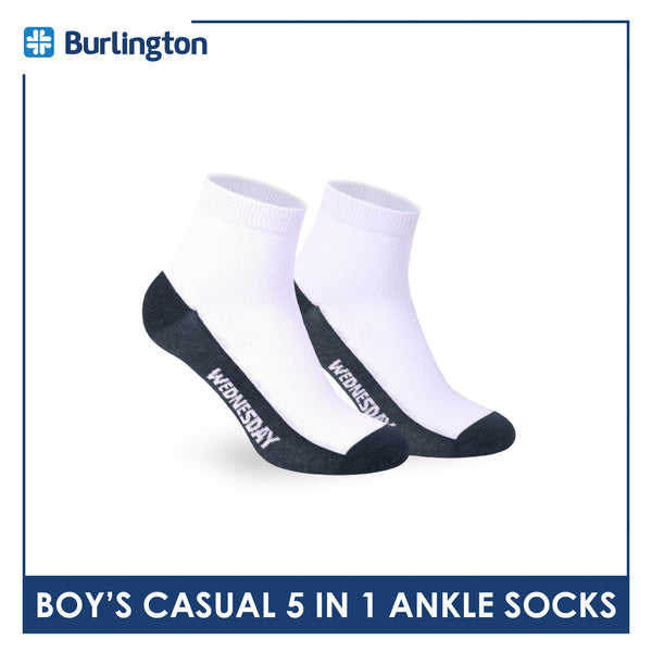 Burlington Boys’ Cotton Casual Ankle Socks 5 pairs in 1 pack BBCKG2F