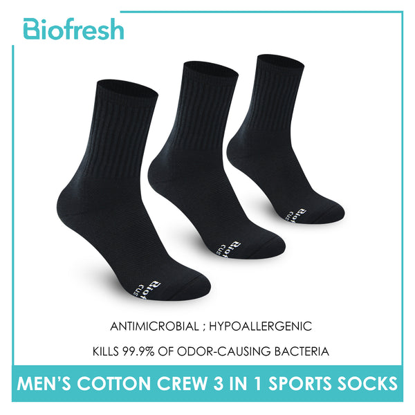 Biofresh Men's Antimicrobial Cotton Lite Thick Sports Crew Socks 3 pairs in a pack RMSKG24