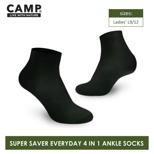 Camp Ladies’ Super Savers Lite Thin Casual Ankle Socks 4 pairs in 1 pack CLC100