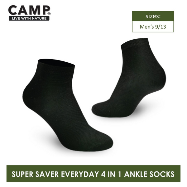 Camp Men’s Super Savers Lite Thin Casual Ankle Socks 4 pairs in 1 pack CMC100