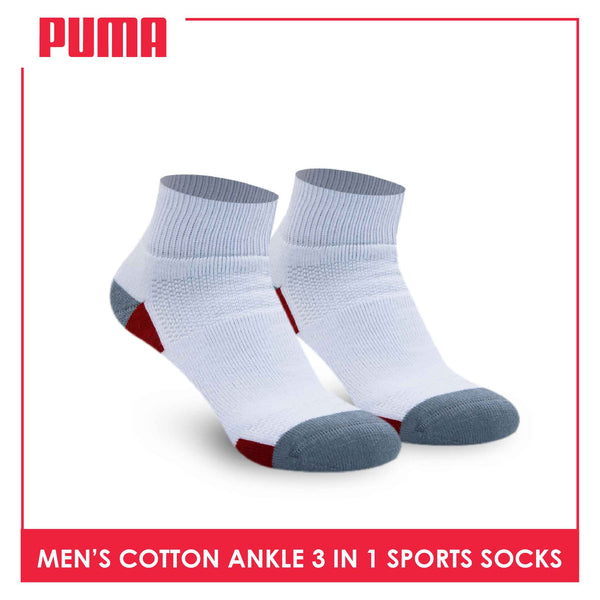 Puma Men's Cotton Thick Sports Ankle Socks 3 pairs in a pack PMSKG6
