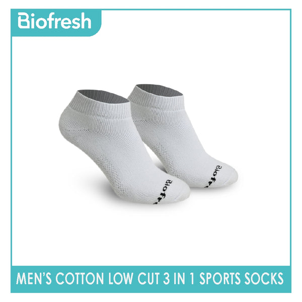 Biofresh Men’s Antimicrobial Odor Free Cotton Ankle Thick Sports Socks 3 pairs in a pack RMSKG19