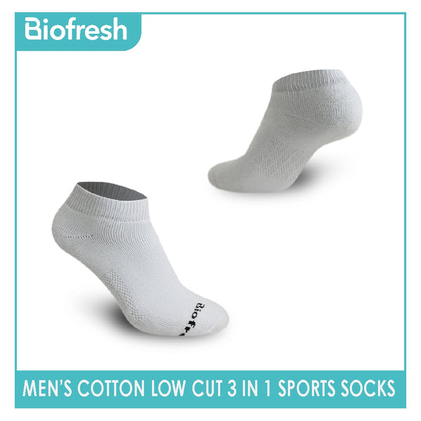 Biofresh Men’s Antimicrobial Odor Free Cotton Ankle Thick Sports Socks 3 pairs in a pack RMSKG19